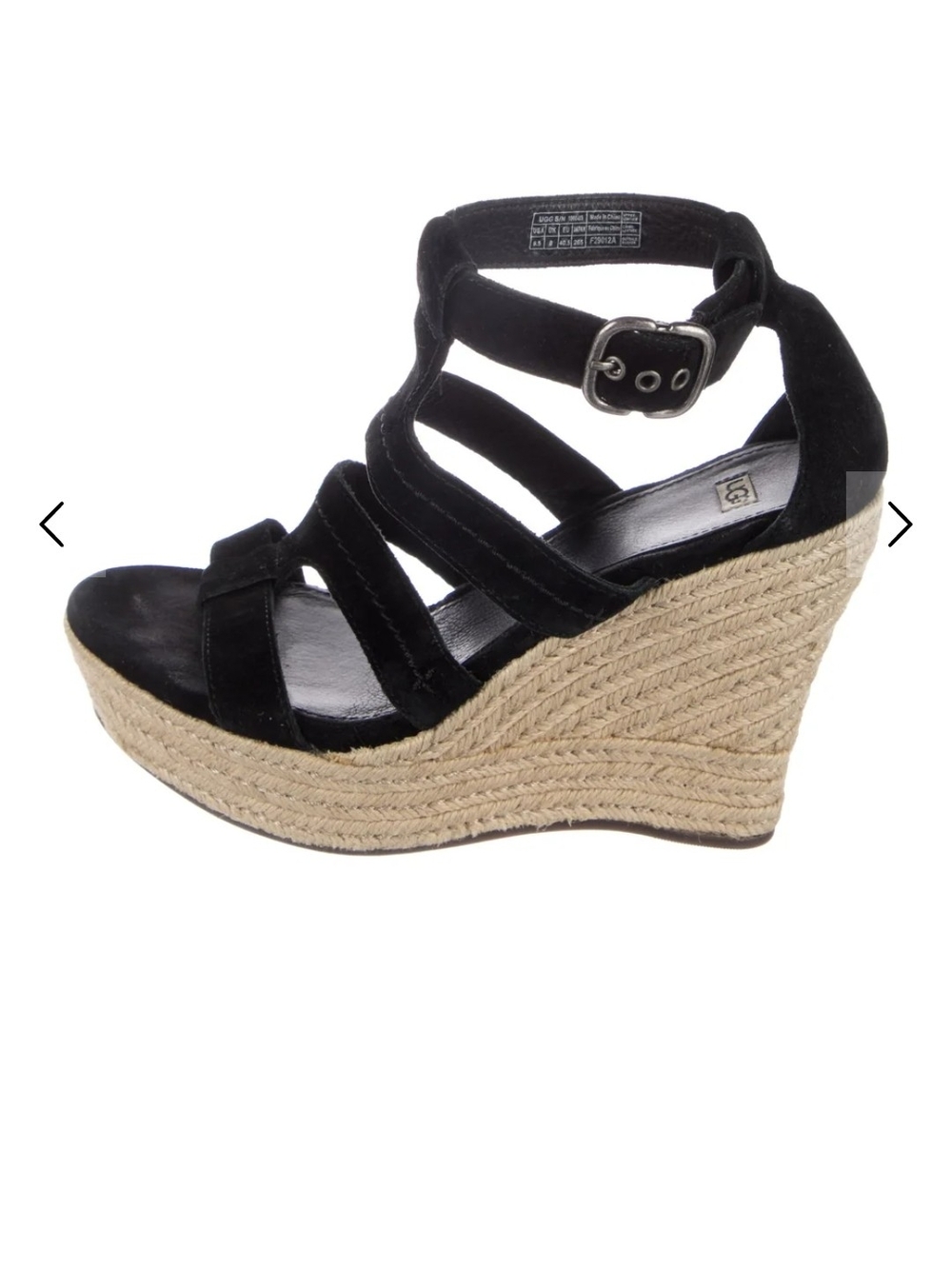 UGG Black Strappy Espadrille Wedge Sandals